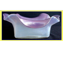 HOSCH Antique Bohemian Glass bowl iridescent pearly purple ex Truitt (1956)