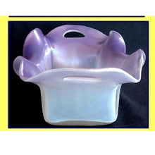 HOSCH Antique Bohemian Glass bowl iridescent pearly purple ex Truitt (1956)