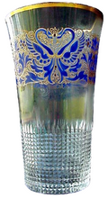 Antique French cut glass enamel tumbler swan gryphon (1085)