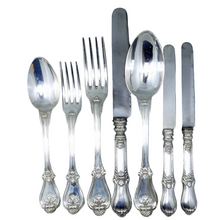 Antique Aucoc Flatware 108 Pc Sterling Silver Knives Forks Spoons Chest (5869)