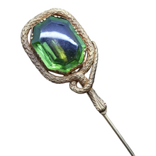 Antique Art Nouveau / Late Victorian Snake Tie Pin 14k Gold Peridot (5979)