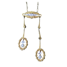 Antique Victorian Necklace Collier Neglige 18k Gold Diamonds Pearls French (6403)