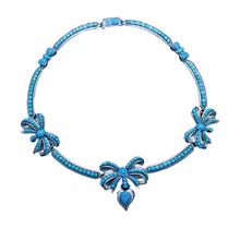 Antique Victorian Necklace Locket 14k Gold Turquoise Heart Bows England (6937)