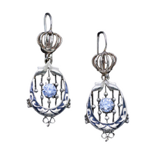 Antique Late Victorian Earrings 14k Gold Diamonds Black Enamel Mourning (6957)