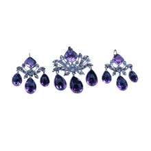Georgian Earrings Brooch Pendant Set Amethyst Rock Crystal Silver Gold (6954)