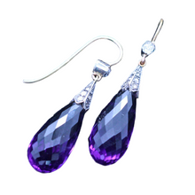 Antique Edwardian Earrings Ear Pendants Gold Amethysts Diamonds w Appraisal(6977)