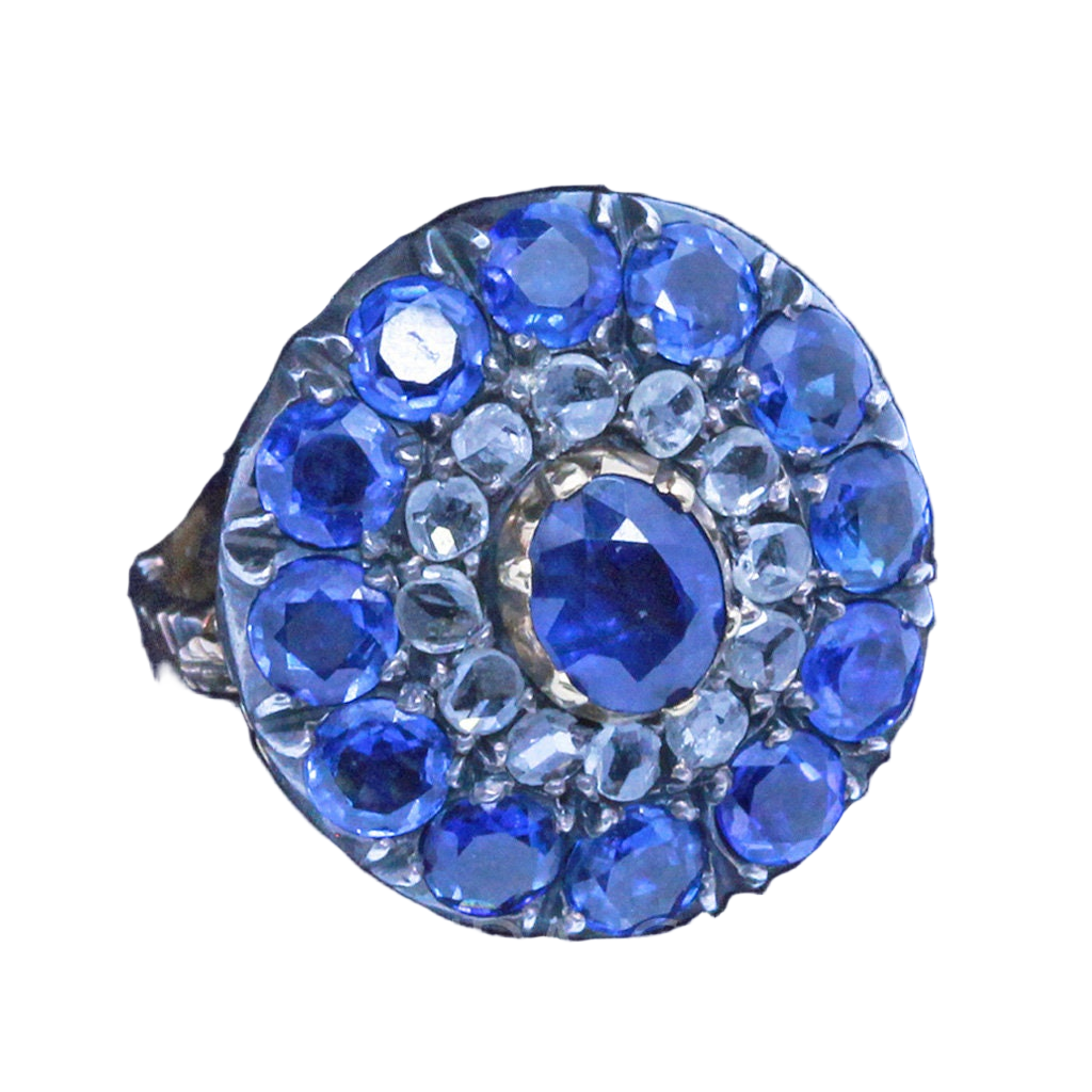 Antique Victorian Ring Natural Sapphires Diamonds 18k Gold w Appraisal (6684)