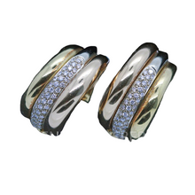 Cartier Vintage Earrings Diamonds 18k Yellow White Red Gold Triple Hoops (6976)