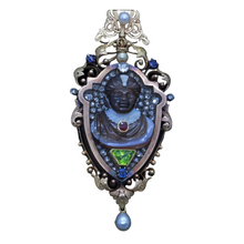 Antique Victorian Brooch Pendant Blackamoor Cameo Diamonds Sapphire Gold (6992)