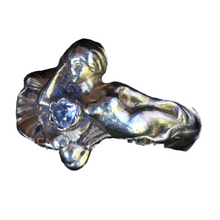 Antique Art Nouveau Ring Figural Reclining Woman 18k Gold Diamond French (6498)