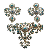 Antique Georgian Earrings Brooch Set Gold Emeralds Detachable Iberian (6997)