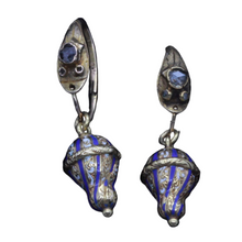 Antique Earrings 14k Gold Enamel Diamonds Ouroboros Snake Day Night Russian(6845)