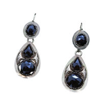 Antique Georgian Earrings Gold Garnets Day Night Dangle Dutch midnight red (7020)