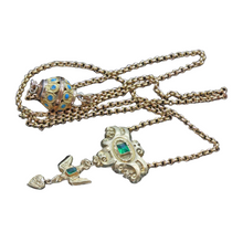 Antique Georgian French Necklace w St Esprit Pendant 18k Gold Enamel Paste(7024)