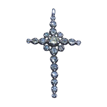 Antique Georgian Cross Pendant Silver Natural Zircons French 18C Unisex (7031)