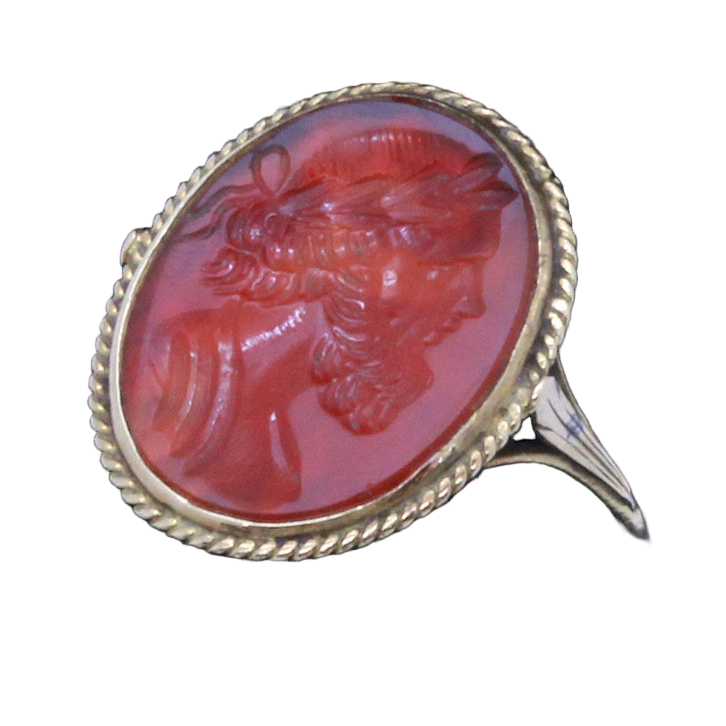 Antique Georgian Ring 18k Gold Intaglio Cameo Carnelian French 18C Unisex (7027)