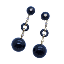 Antique Art Deco Earrings Ear Pendants 18k Gold Diamonds Enamel French (7044)