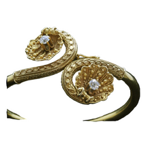 Antique Etruscan Revival Victorian Bangle Bracelet 14k Gold Diamonds USA (7053)