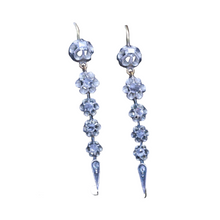 Antique Edwardian Earrings Diamond Dangles Silver Gold French c1910-20 (7019)