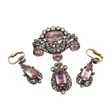 Antique Brooch Pendant Earrings Diamonds Pink Topaz Gold Set w Appraisal (6306