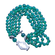 Antique Art Deco Bracelet Platinum Diamonds Chrysoprase / Gem Chalcedony (7066)