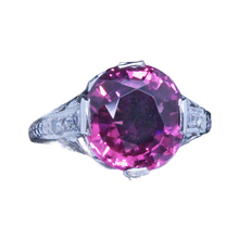 Antique Art Deco Ring Platinum Pink Tourmaline Diamonds Engagement Ring (7076)
