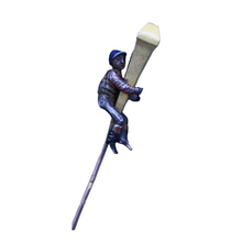 Antique Tie Pin Brooch gold silver enamel Jockey horse rider lamp Unisex (7085