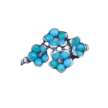 Antique Victorian Ring 18k Gold Silver Turquoise Diamonds French Romantic (7088)