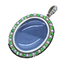 Antique Victorian Locket Pendant Gold Demantoid Garnet Pearls Appraisal (5414)