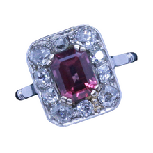 Antique French Ring Platinum Diamonds Garnet Belle Epoque Art Deco (7110)