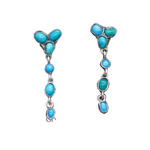 Antique Victorian Earrings Turquoise and Gold Dangle Earrings (7117)