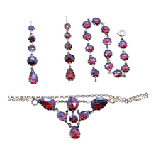 Victorian Earrings Necklace Bracelet 18k Gold Garnets French Jewelry Set (6584)
