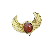 Antique Egyptian Revival Scarab Brooch Gold Carnelian Swivels Victorian (6849)
