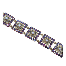 Antique Victorian Bracelet 18k Gold Garnets Pearls Enamel Signed PM (7122)