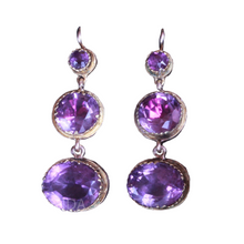 Antique Georgian Earrings Ear Pendants 15ct Gold Amethysts c1790 English (7126)