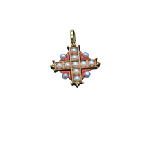 Carlo Giuliano Cross Pendant 18k Gold Natural Pearls Enamel original box (7146)
