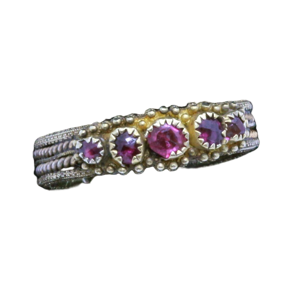 Antique Queen Anne Early Georgian Ring 18k Gold Rubies Unisex Man or Woman(7154)