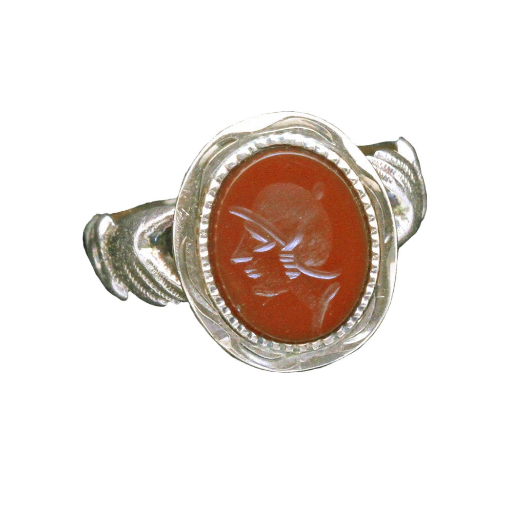 Antique Georgian Fede Ring 12k Gold Hands Hardstone Intaglio Cameo Unisex (6714)