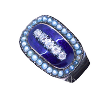 Antique Georgian Memorial Ring Gold Diamonds Enamel Unisex Man Woman (6907)