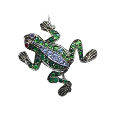 Victorian Brooch Frog 18k Gold Demantoid Garnets Diamonds French Unisex (6431)