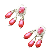 Antique Victorian Earrings 18k Gold Tiny Crl Cameos French Girandole (6547)