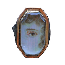 Antique Georgian Miniature Eye Ring 14k Gold miniature painting Unisex (7131)