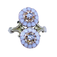 Antique Art Nouveau Victorian Ring 18k Gold Diamonds Enamel French (7187)