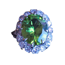 Antique ring Peridot Diamonds 14k Gold American Art Deco circa 1930 (7172)