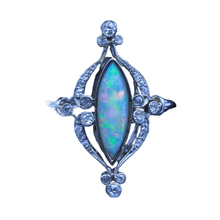 Antique Art Nouveau Ring Platinum Diamonds Opal French Fab opal colors (7181)