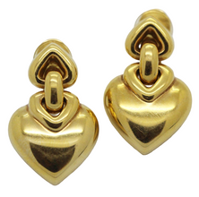 Bulgari Bvlgari Earrings Ear Clips 18k Gold 3 Heart Ear Pendants box (5907)