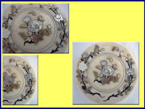 Antique Shibayama trinket box inlaid butterflies beetles flowers Japanese (3164)