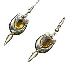 Antique Victorian Earrings 9ct Gold Citrine Ear Pendants (6750)
