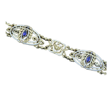 Signed Gariod Gautrait Antique Bracelet 18k Gold Sapphire Diamond Enamel (6132)