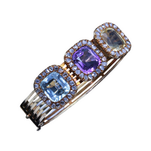 Antique Victorian Bangle Bracelet Gold Diamonds Aquamarine Gems Appraisal (6516